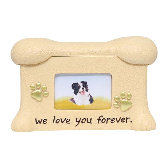 Dualoai Pet Cremation Urn for Dogs Cats Ashes Memorial Keepsake W/ Photo Frame Bone