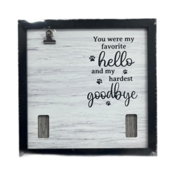 Dualoai Pet Memorial Frame Dog Remembrance Tabletop Display with Collar Holder Wood Dog