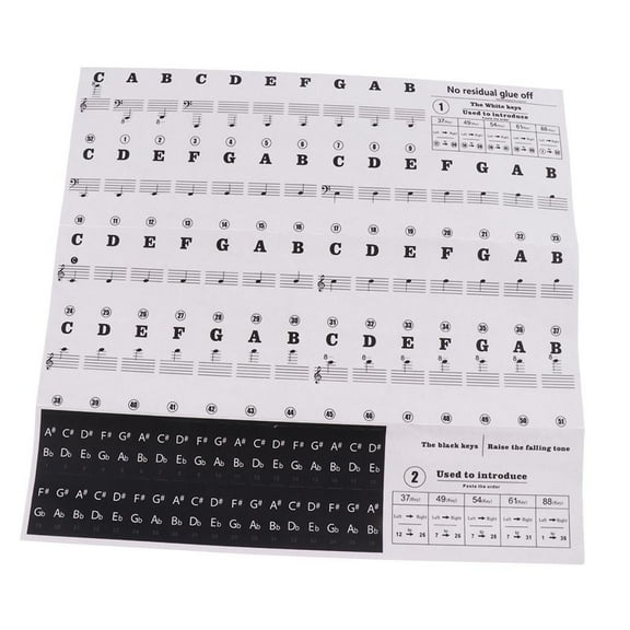 Dualoai Piano Sticker Music Note Keyboard Sticker Decals for 49/54/61/88 Keys Black