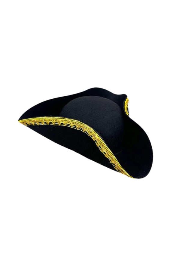 Pirate Hat Minimalist Retro Tricorn Hat for Theme Party Festival Fancy Dress Golden lace hat brim