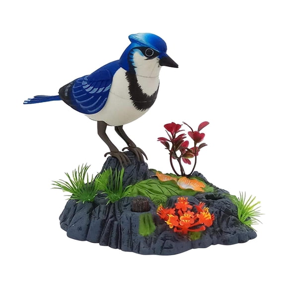 Dualoai Plastic Vocal Control Bird Toy Talking in Moving Bird Chirping Festival Perfect Blue
