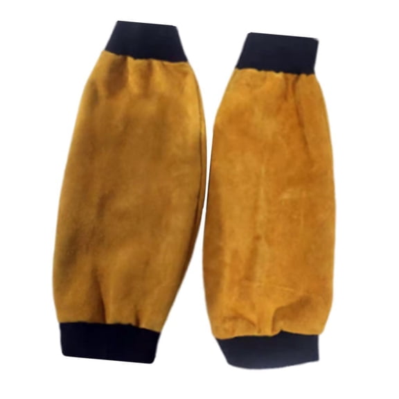 Dualoai Popular Heat Resistant 19" Long Cowhide Leather Welding Sleeves Yellow A