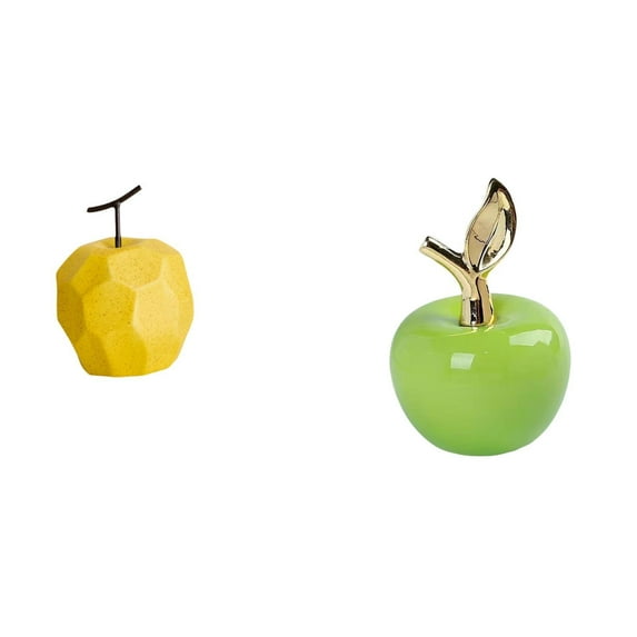 Dualoai Porcelain Fruit Sculpture Ornament Collectible Table Statue Geometric Decor for Festival Office Simulation Artwork Home Decoration Ceramic Figurine for Cafe Study Room Holiday