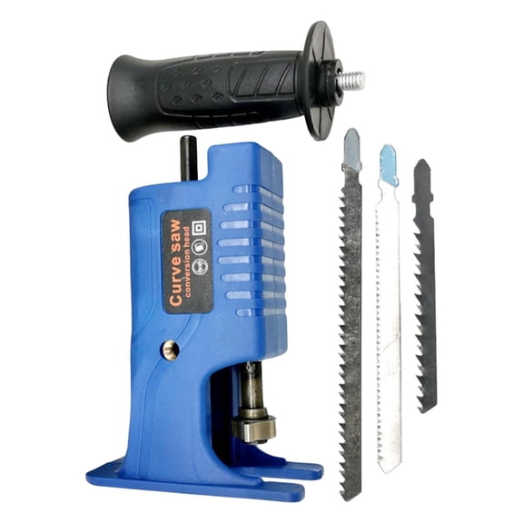 Dualoai Portable Drill Saw Attachment, with 3 Saw Ergonomic Handle Reciprocating Saw Attachment for PVC Branch Wood Cutting , Blue