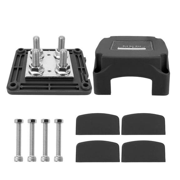 Dualoai Power Distribution Block Bus Bar with Cover,Good Conductivity,High Current,400A 48V for Boat Marine Truck Car Automotive black