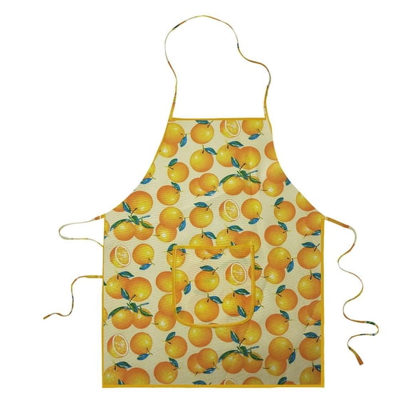 Dualoai Printed Fruits Pattern Apron Chelf Cooking Baking Aprons with Pocket Lemon