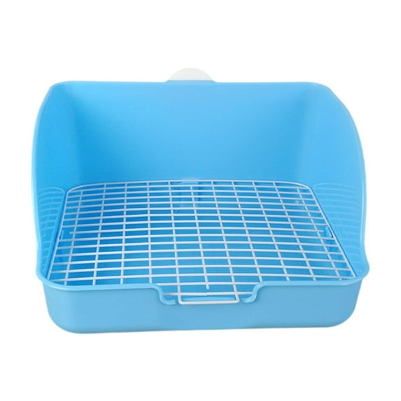 Dualoai Rabbit Litter Box Potty Trainers Pee Pan Tray Corner Toilet Box Pet Toilet for Small Animals Ferrets Chinchillas Rats Hamster Blue