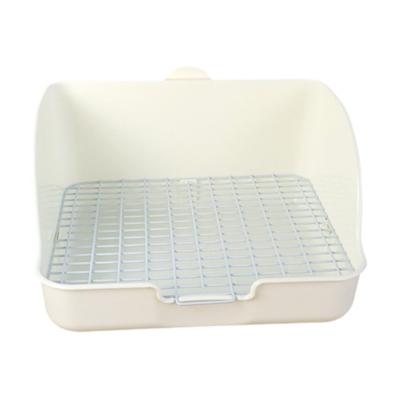 Dualoai Rabbit Litter Box Potty Trainers Pee Pan Tray Corner Toilet Box Pet Toilet for Small Animals Ferrets Chinchillas Rats Hamster White