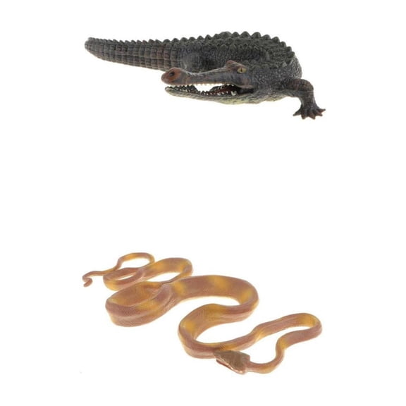 Dualoai Realistic Animal Model Figurines, Black Crocodile Boa Constrictor Model Action