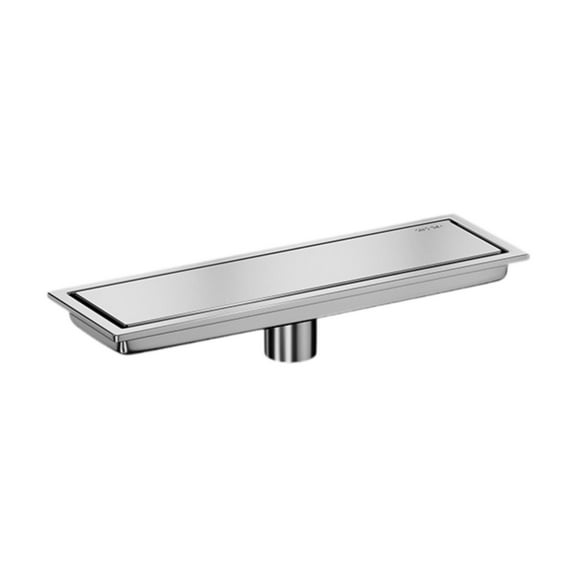 Dualoai Rectangular Floor Drain Flat Matte Black Versatile Portable Linear Shower Drain Tile Insert Panel for Kitchen Bathroom Garage Silver