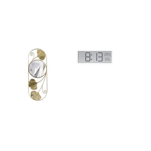 Dualoai Reflective Timepiece for Living Room Corridor Cabinet Entryway Hallway with Large Display Temperature Humidity for Classroom Office Bedroom