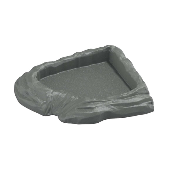 Dualoai Reptile Water Dish Corner Reptile Bathing Pool for Chameleon Tortoises Gecko Gray