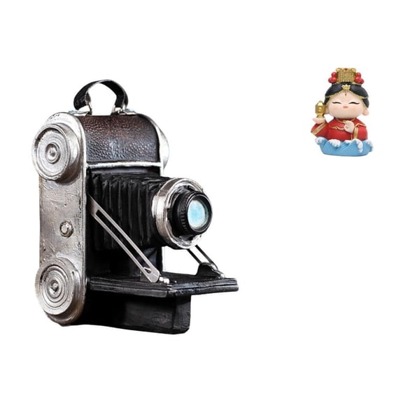 Dualoai Resin Camera Statue Model Ornament Mazu Mother Figurine Unique Decorative Prop Collectible Birthday Gift Sculpture for Cabinets Fireplace Bedroom Family Friends Bar