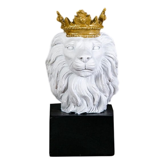 Dualoai Resin Lion Decorations Statue for Home / Study / Living Room, Large Collectible White 7x6x15cm
