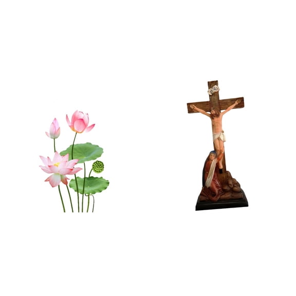 Dualoai Retro PVC Wall Sticker Art Decor for Living Room Kitchen Sofa TV Background with Jesus Sculpture Ornament Crafts Holy Religious Catholic Mother Mary Statue Bedroom Tabletop Car Office