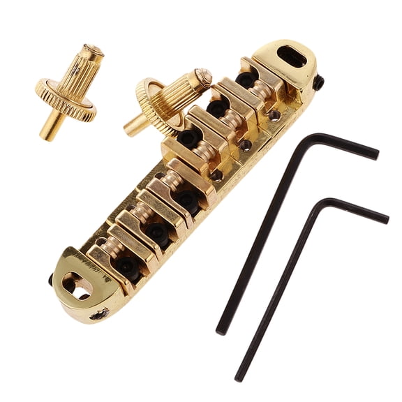 Dualoai Roller Saddle Bridge with Posts and Spanner for Electric Guitar, Zinc alloy and Golden