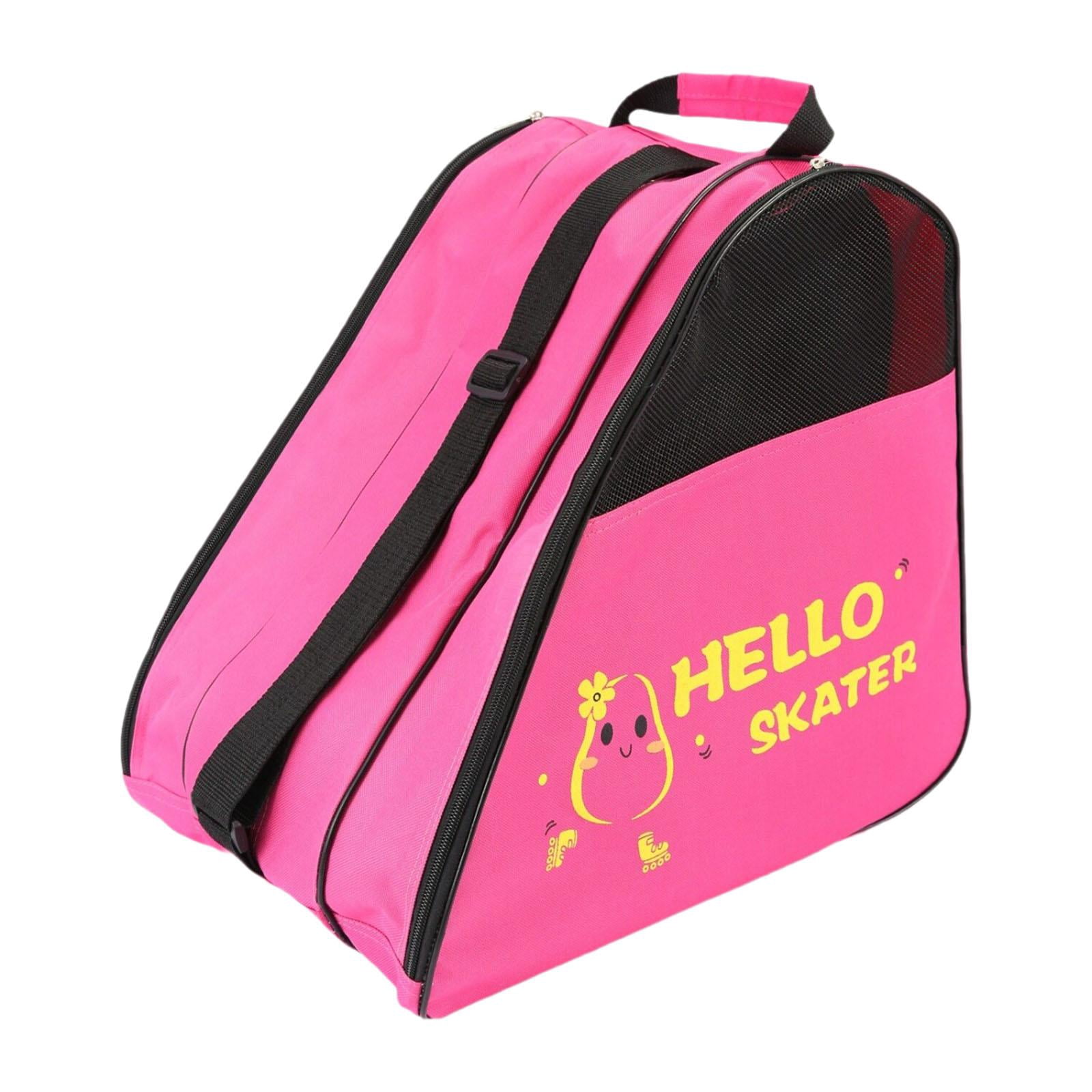Dualoai Roller Skate Storage Bag, Skating Shoes Bag, Handbag, Breathable Carrying Pouch, Pink