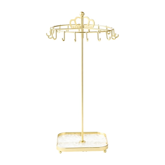Dualoai Rotatable Jewelry Rack, Jewelry Organizer, Metal Necklace Ear Shelf, Pendant Gold
