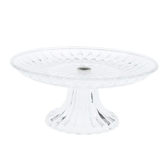 Dualoai Round Clear Dish Platters Plate Food Serving Tray with Base, Plastic 20cmx9cm