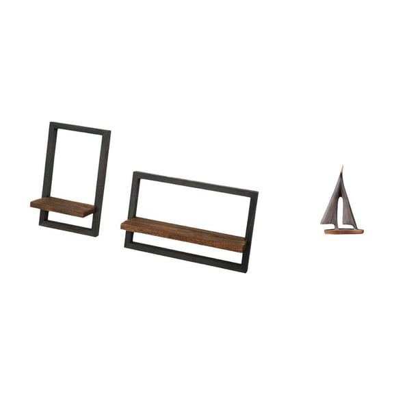 Dualoai Rustic Modern Floating Shelves and Sailing Boat Decor Set for Kitchen Office Dining Room Hotel Desktop Living Room Display Storage