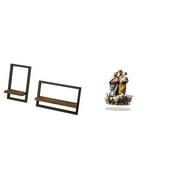 Dualoai Rustic Modern Floating Wood Wall Shelves with 2D Acrylic Desktop Decor Unique DIY Tabletop Ornament for Kitchen Office Dining Room Holiday Home Display