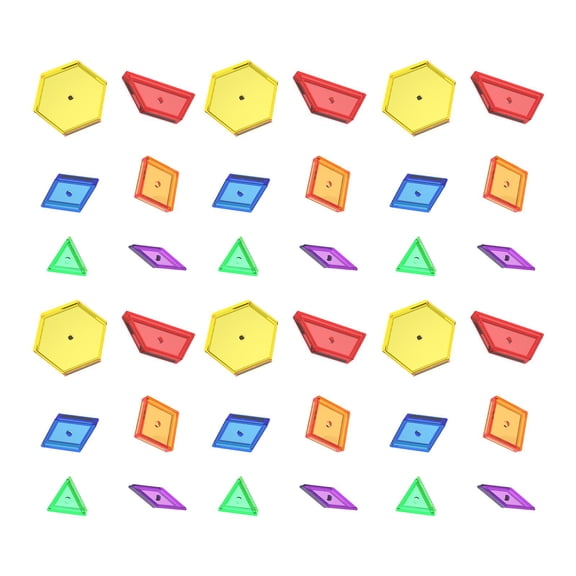Dualoai Semitransparent Pattern Blocks Boys Girls Educational School Colorful Solids Flat Shaped