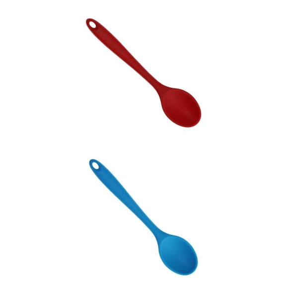 Dualoai Set Of 2 Silicone Mini Soup Spoon Kids Healthy Tablespoon Flatware Utensils 8in