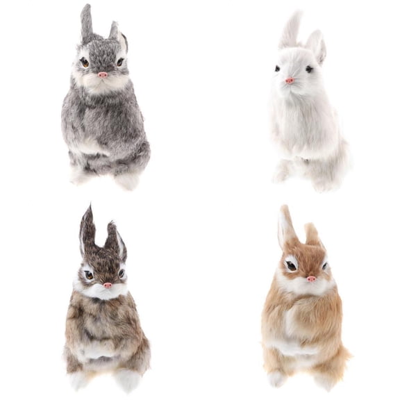 Dualoai Set Of 4 Simulation Rabbit Figurines, Wild Animal Model Toy For Kids, Home & Garden Decor