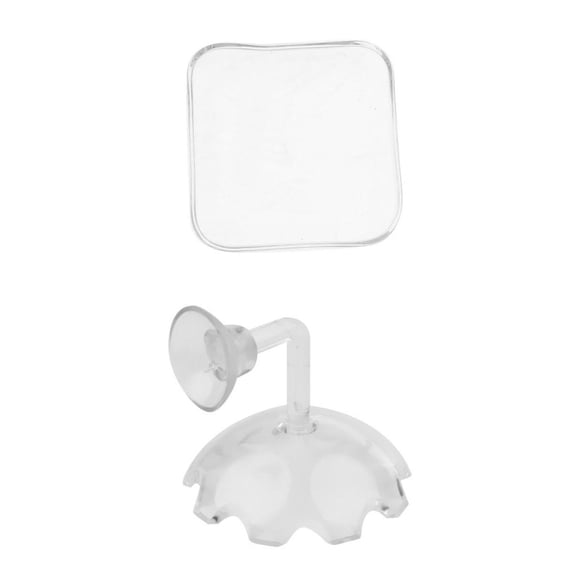 Dualoai Set of 2, Aquarium Crystal Clear Acrylic Flower &Glass Square Red Shrimp Snails