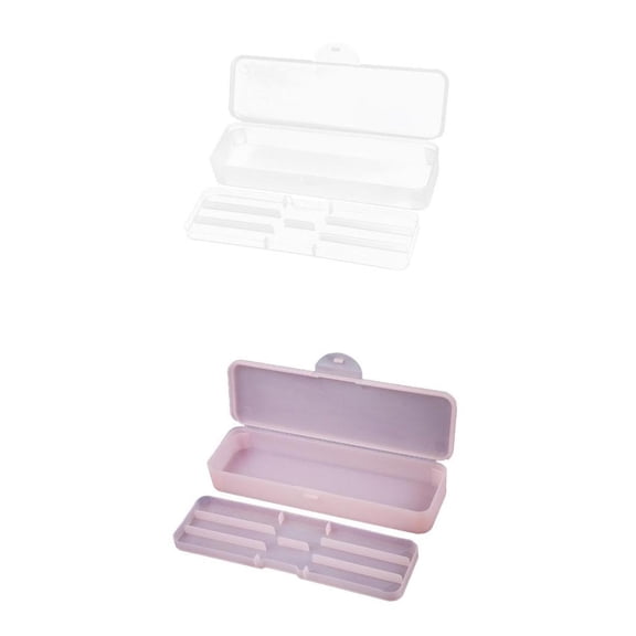 Dualoai Set of 2 Double Layer Storage Box Nail Art Buffer Files Container White+Pink