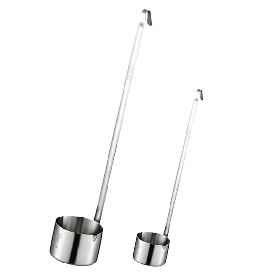 Dualoai Set of 2 Hanging Long Handle Spoon - Wine Dipper Sauce Ladle with Hook - Pouring