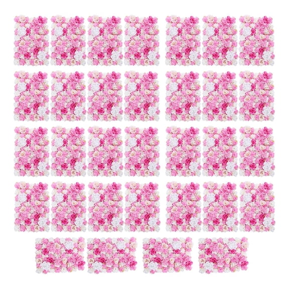 Dualoai Set of 32 Artificial Silk Rose 3D Flower Wall Background Wedding Party Decor,