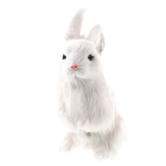 Dualoai Simulation Plush Animal Model Toy Home & Fairy Garden Dcor - White Rabbit