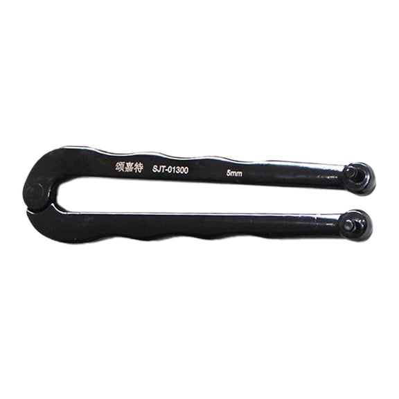 Dualoai Sleek Steel Spanner Tool for Round Nuts with Precision Holes, 130mm Pin Spacing, 5mm