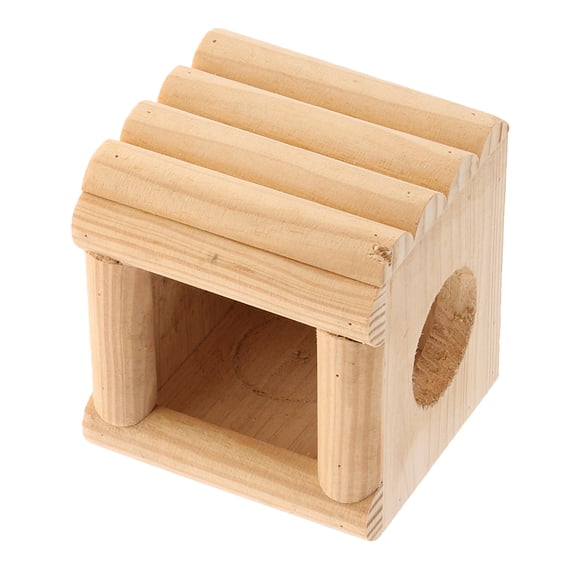 Dualoai Small Animal Nesting Hideout Hamster Play House Squirrel Mouse Wooden Castle