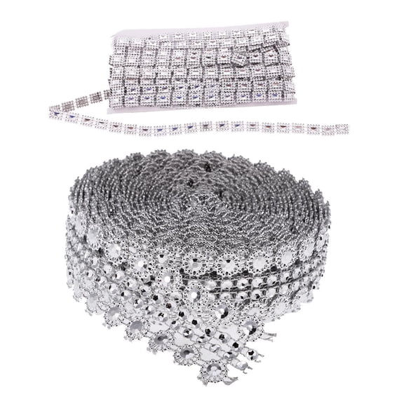 Dualoai Square Crystal Chain Trim Imitation Diamond Flower shape Craft Ribbon for DIY
