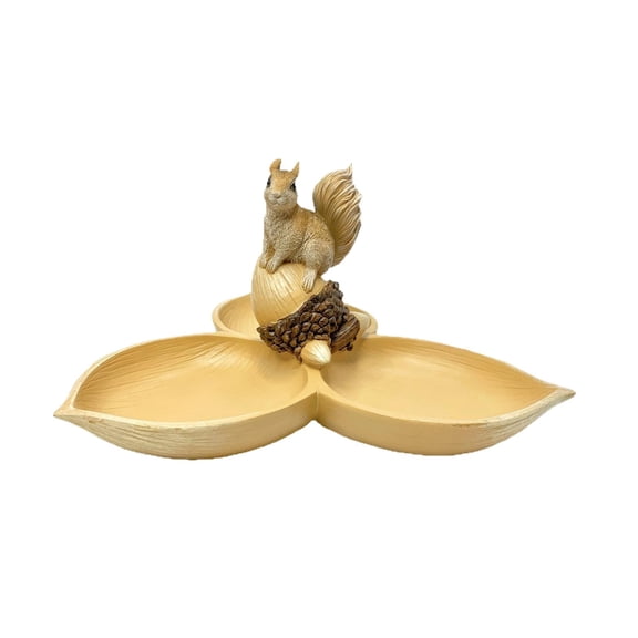 Dualoai Squirrel Statue Storage Tray Crafts Novelty Small Organizer Resin Figurine for Cabinet Living Room Table Centerpieces Bedroom brown
