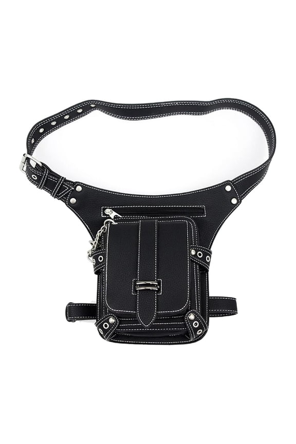 Steampunk PU Leather Shoulder Tote Gothic Rock Waist Bag Fanny Pack - Unisex