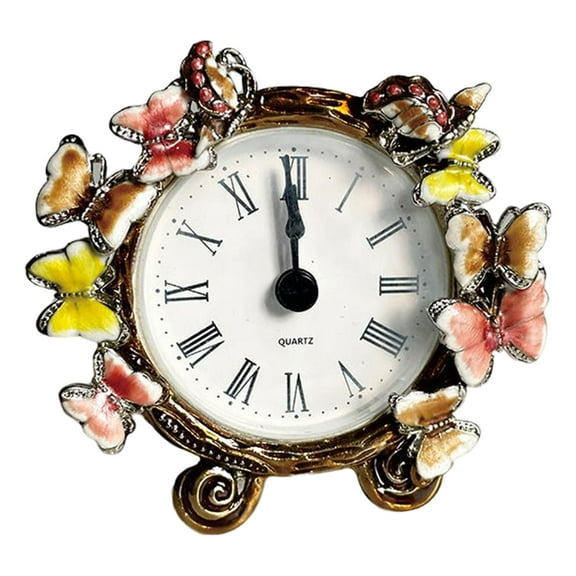Dualoai Table Clock Roman Numerals Battery Operated Metal Clock for