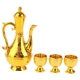 thumbnail image 1 of Dualoai Teapot Set, Drinkware with 3 Cups, Golden Serving Set for Household, Table Decoration, for Dining Room, Wedding, Home, Party, Holiday Style A, 1 of 9