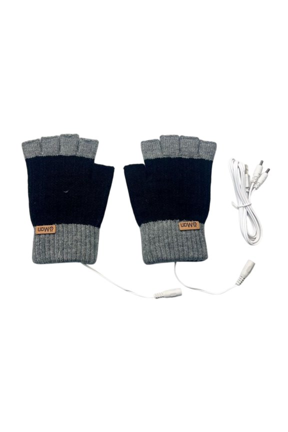 USB Heated Gloves Cold Weather Fingerless for Gaming Computer Work Typing Laptop Black