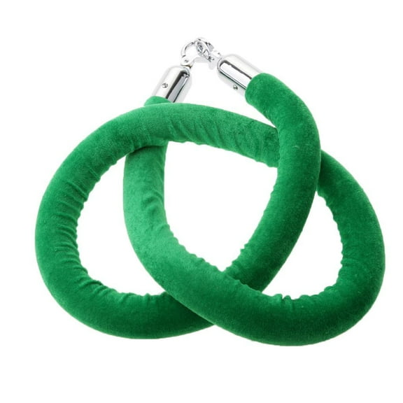 Dualoai Velvet Queue Line Rope Barrier Crowd Control Belt Post w/ Silver Hooks Green
