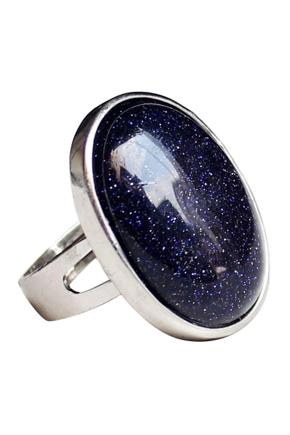 Vintage Moonstone Gemstone Oval Ring Wedding Band Anniversary Woman Black
