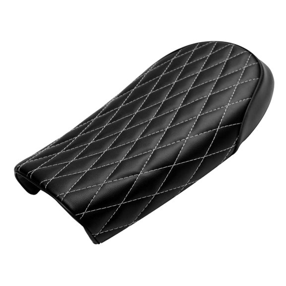 Dualoai Vintage Style Motorcycle Flat Seat Cushion For Cafe Racer, White Line