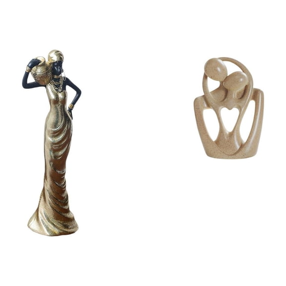 Dualoai Vintage Tribal Lady and Abstract Couple Resin Sculpture Figurine for Desk Cabinet Bookcase Bedroom Cafe Housewarming and Birthday Gift Decor