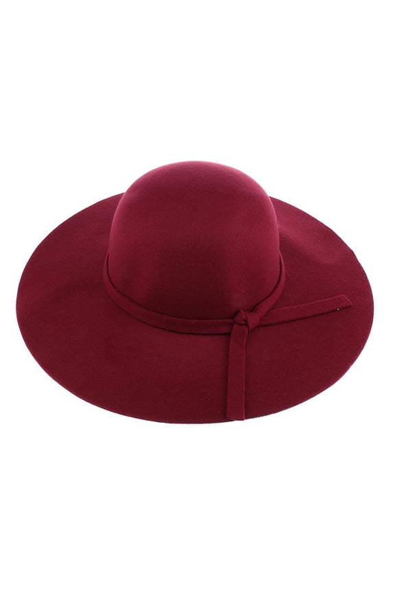Vintage Wool Felt Fedora Hat Foldable Floppy Wide Brim Hat Women Wine Red