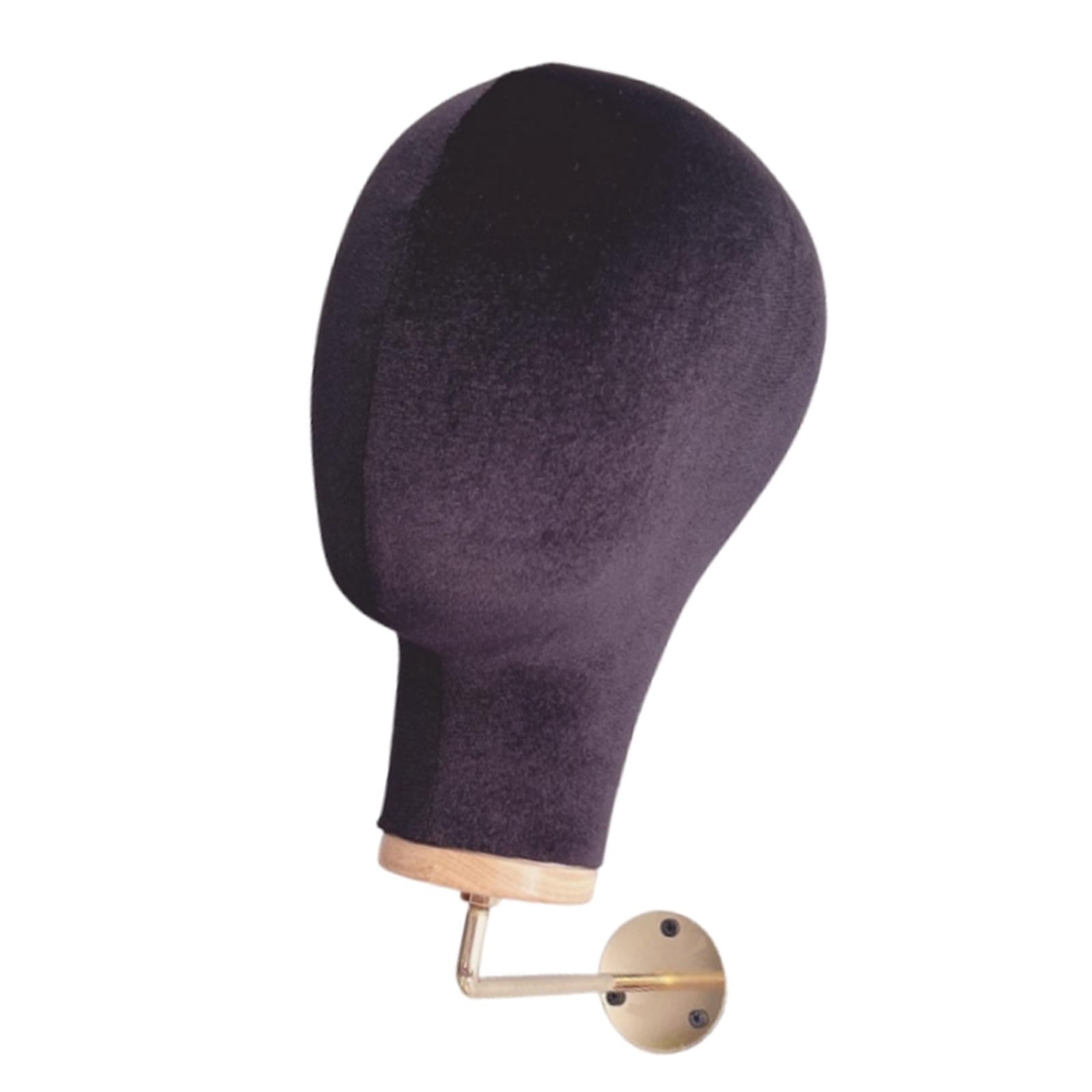 Dualoai Wall Mounted Female Velvet Mannequin Head Hat Display Stand for Salons Homes Black