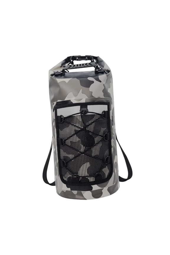 Waterproof Dry Bag Multifunctional with Mesh Pocket Men Women Comfortable Floating Backpack Storage Bag for Swimming Kayaking Gray
