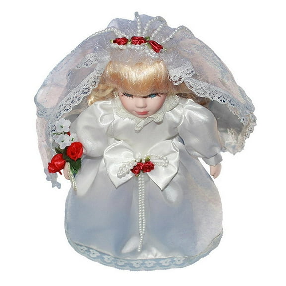 Dualoai Wedding Porcelain Doll 15.75 inch Sculpture Delicate beautiful sturdy decorative White