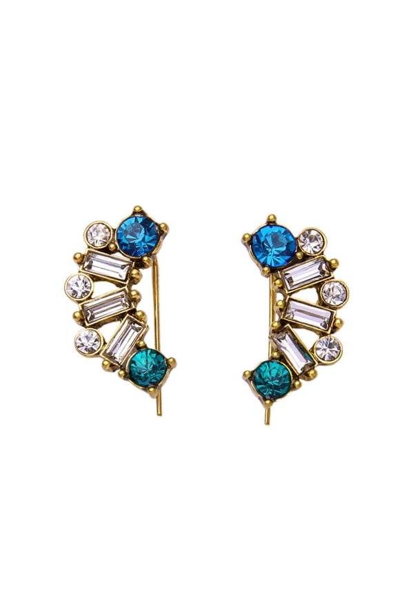 Women Jewelry Simple Stud Earrings Rhinestone Crystal Multicolor Earrings